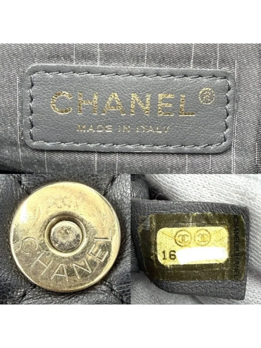 Chanel Shoulder Bag Quilted Westminster Chain Leather Faux Pearl Black Gold